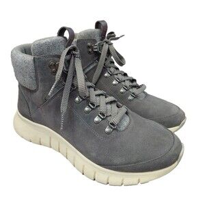 Cole Haan Grand ZG Field Hiker W29505 Grey Suede Lace Up Boots Womens 9.5B
